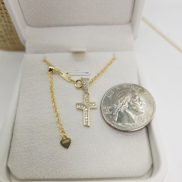 ✝️Moissanite Diamond Cross Pendant Necklace – 18K Gold Over S925 Silver - Picture 5 of 5